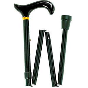Black Folding Adjustable Cane With Derby Handle