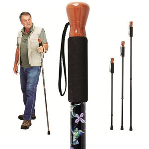 Black Hummingbirds Aluminum Adjustable Hiking Stick